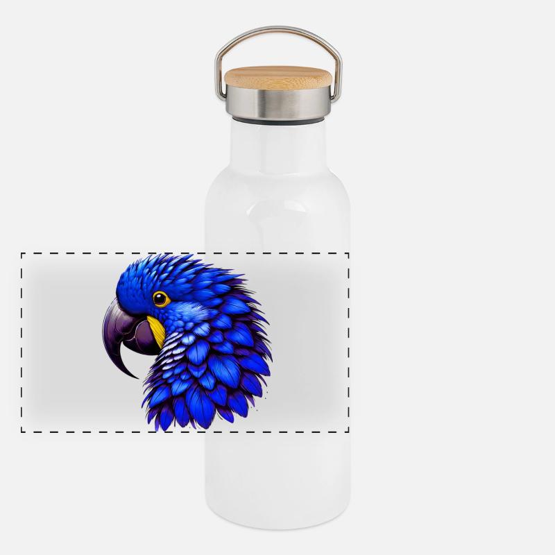 Papagei Panorama Thermosflasche mit Bambusdeckel