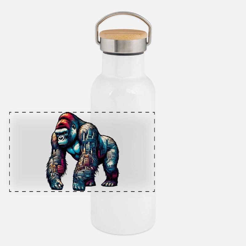 Gorille Gourde isotherme avec bouchon en bambou