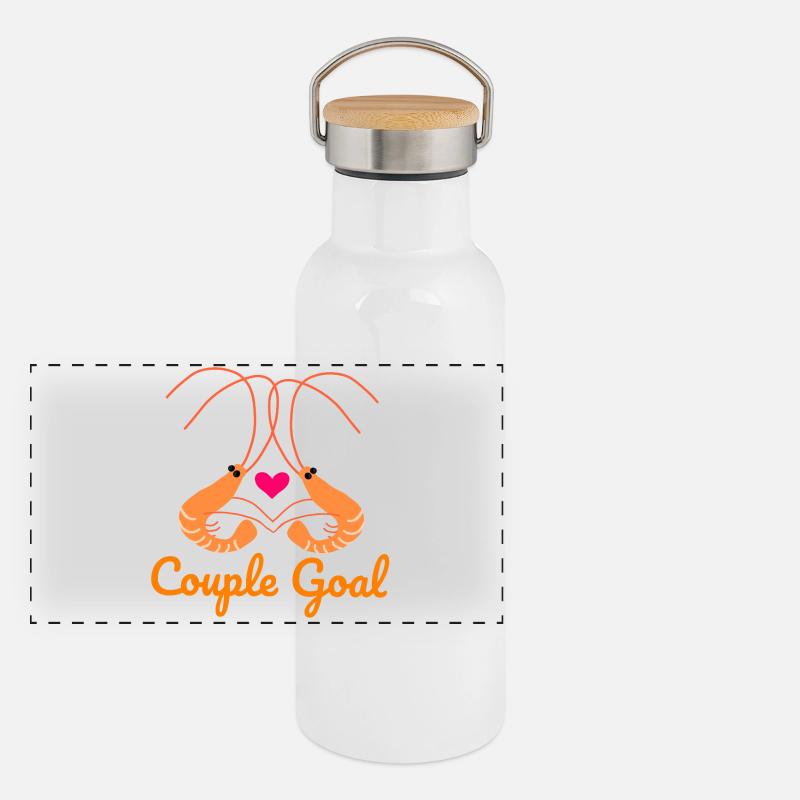 Paar Ziel Garnelen Romantisch Liebe Valentinstag Panorama Thermosflasche mit Bambusdeckel