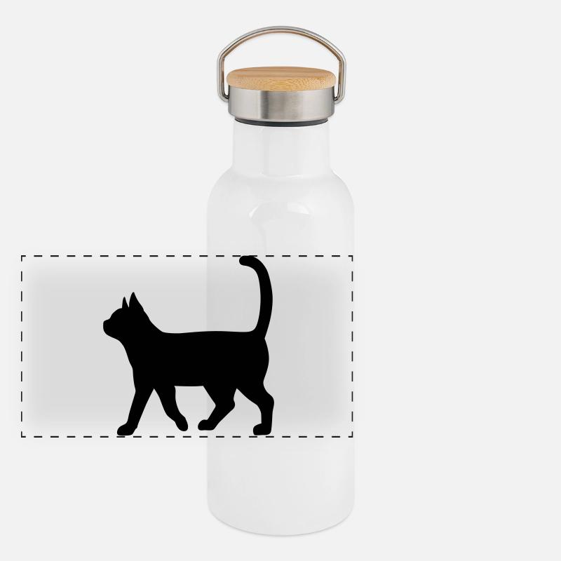 Dackel Silhouette – Klassisches Hundemotiv Panorama Thermosflasche mit Bambusdeckel