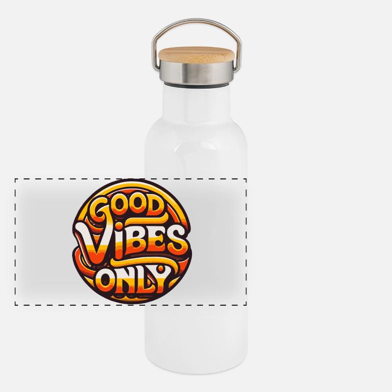 70s Vintage Design Panoramic Thermal Bottle with Bamboo Lid