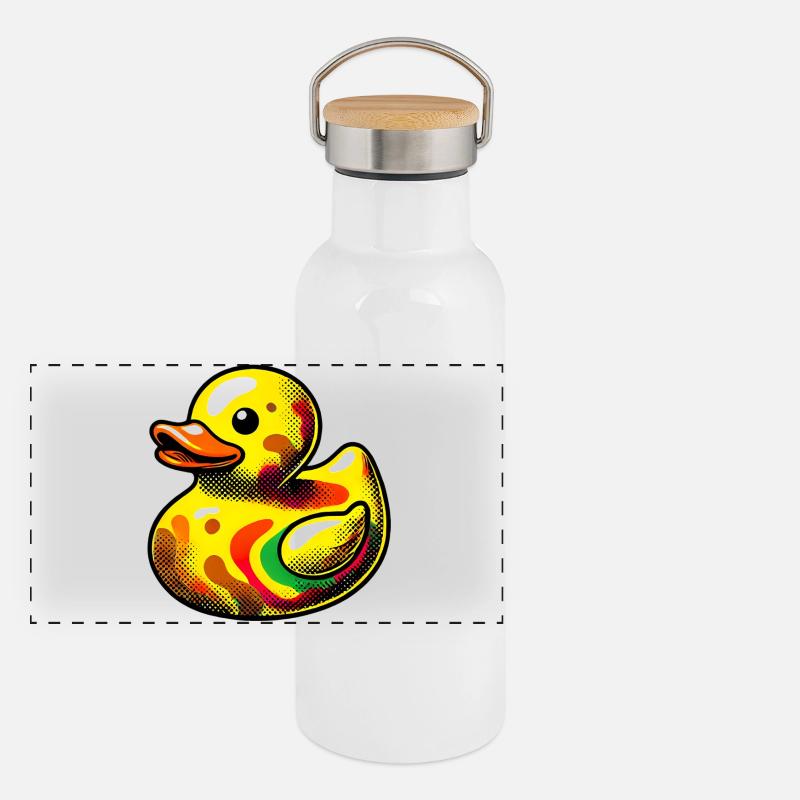 Caneton Canard Canard Canard Gourde isotherme avec bouchon en bambou