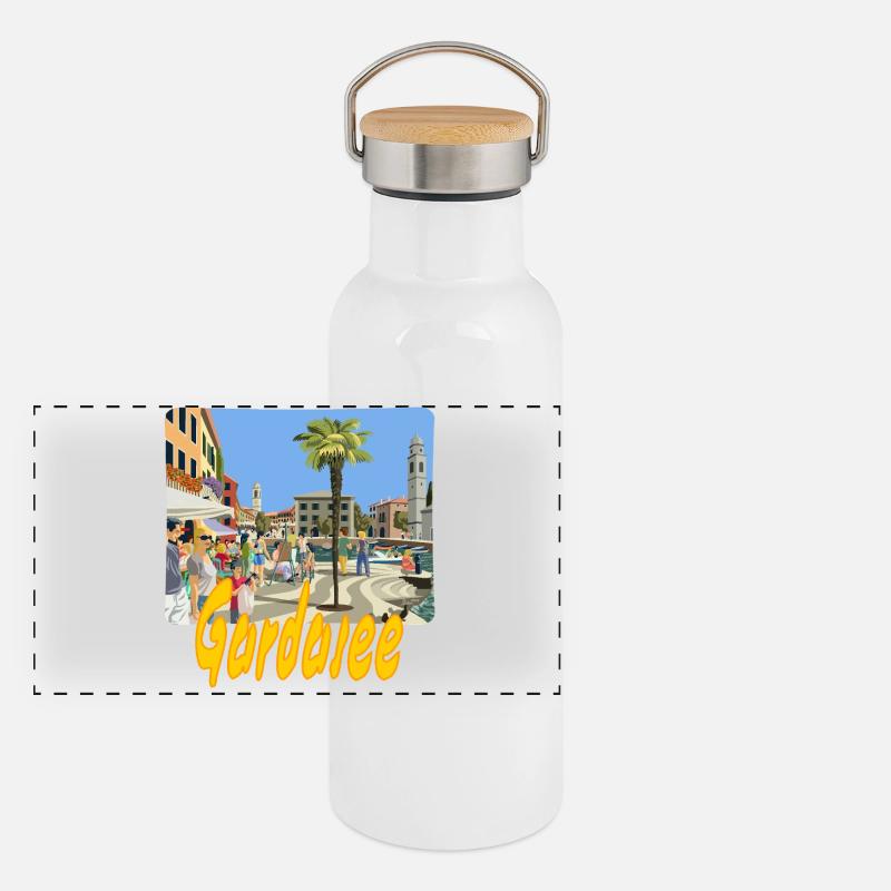 Gardasee Panorama Thermosflasche mit Bambusdeckel