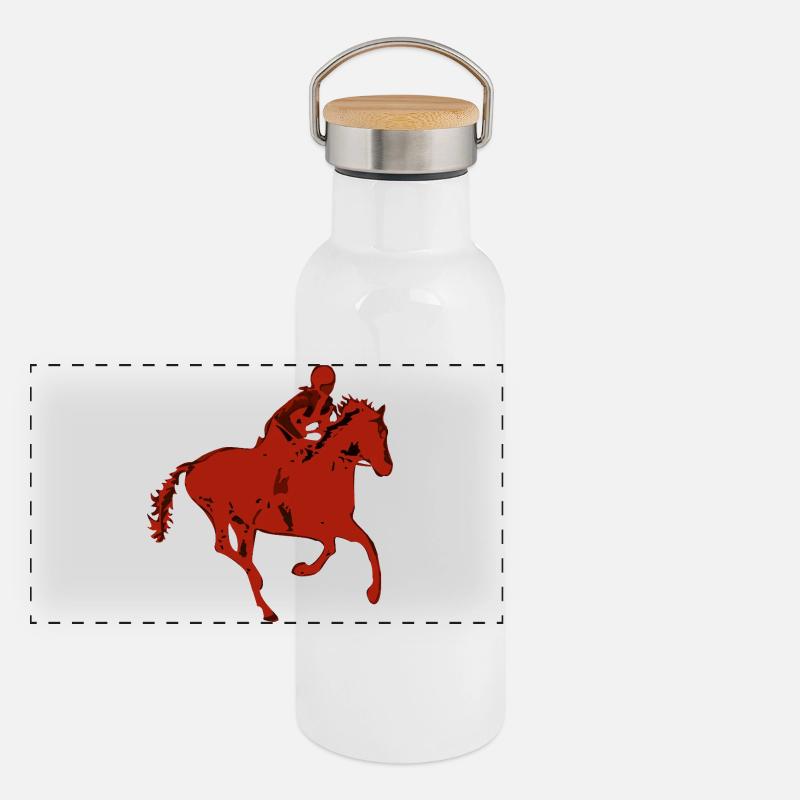Dynamischer Reiter  Panorama Thermosflasche mit Bambusdeckel