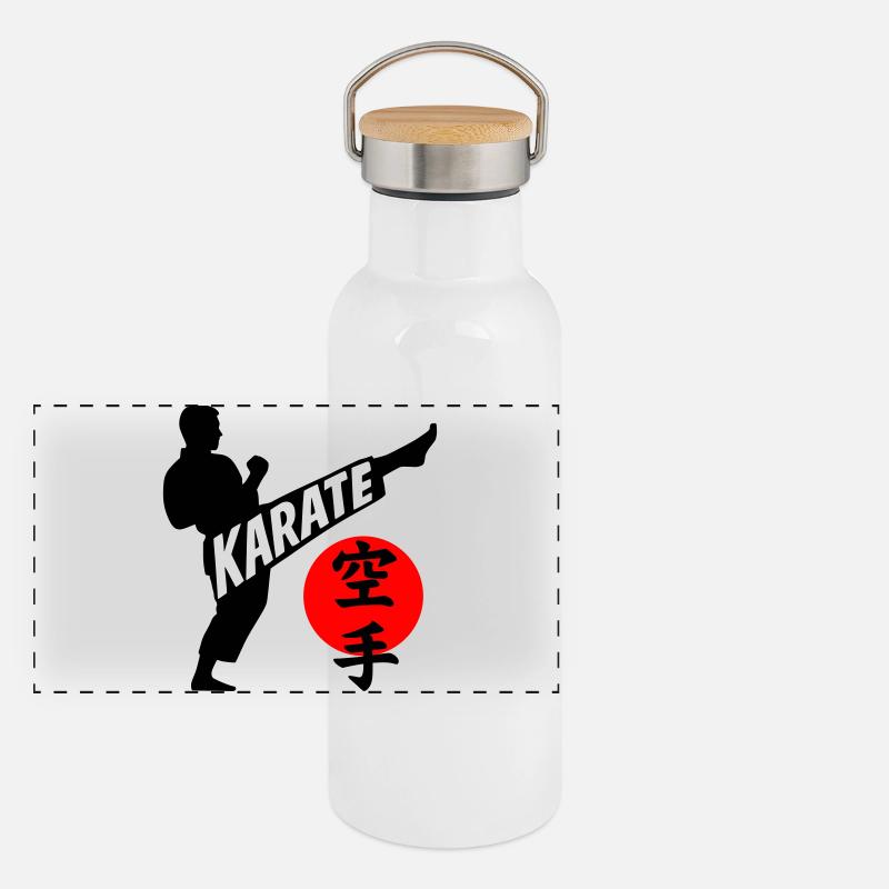 Karate Panorama Thermosflasche mit Bambusdeckel