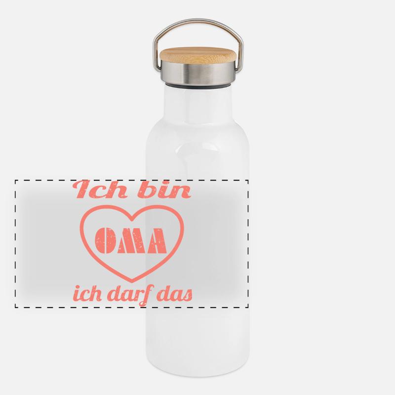 Herz Oma - Panorama Thermosflasche mit Bambusdeckel - Weiß