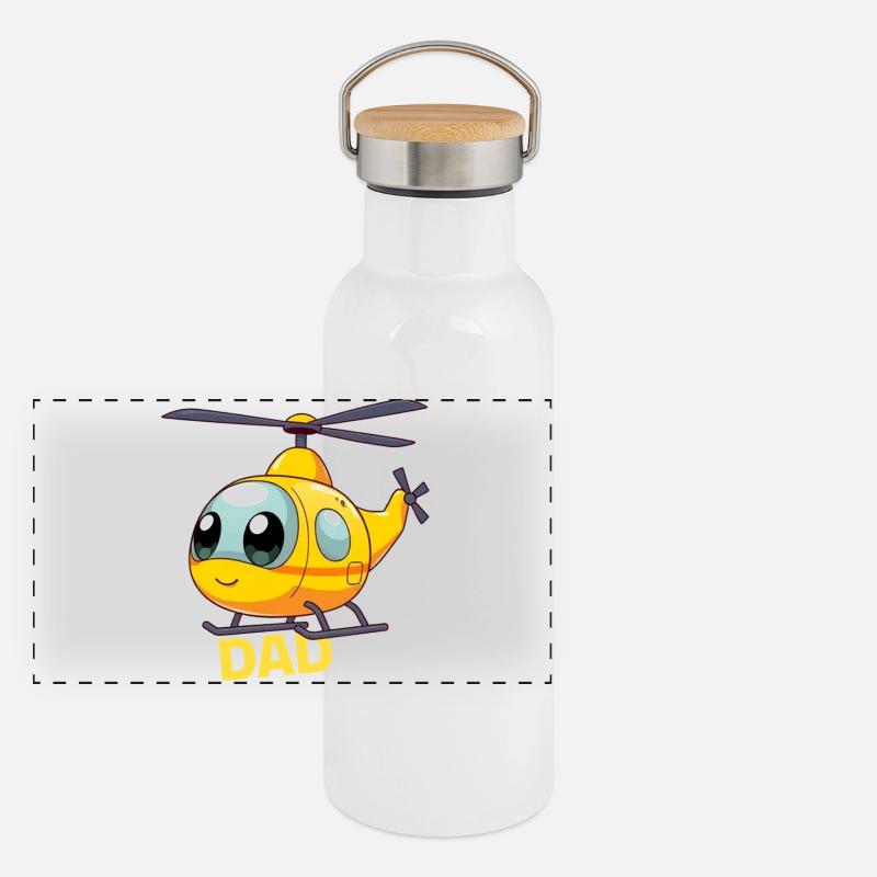 Papa hélicoptère Gourde isotherme avec bouchon en bambou