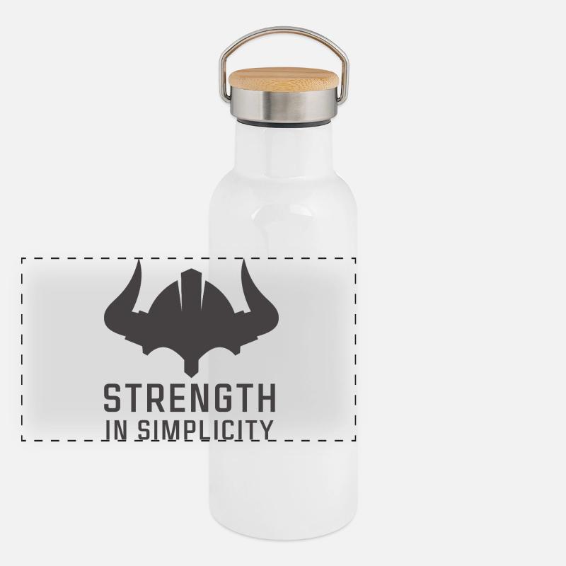 Shield of Power Emblem Design Panoramic Thermal Bottle with Bamboo Lid