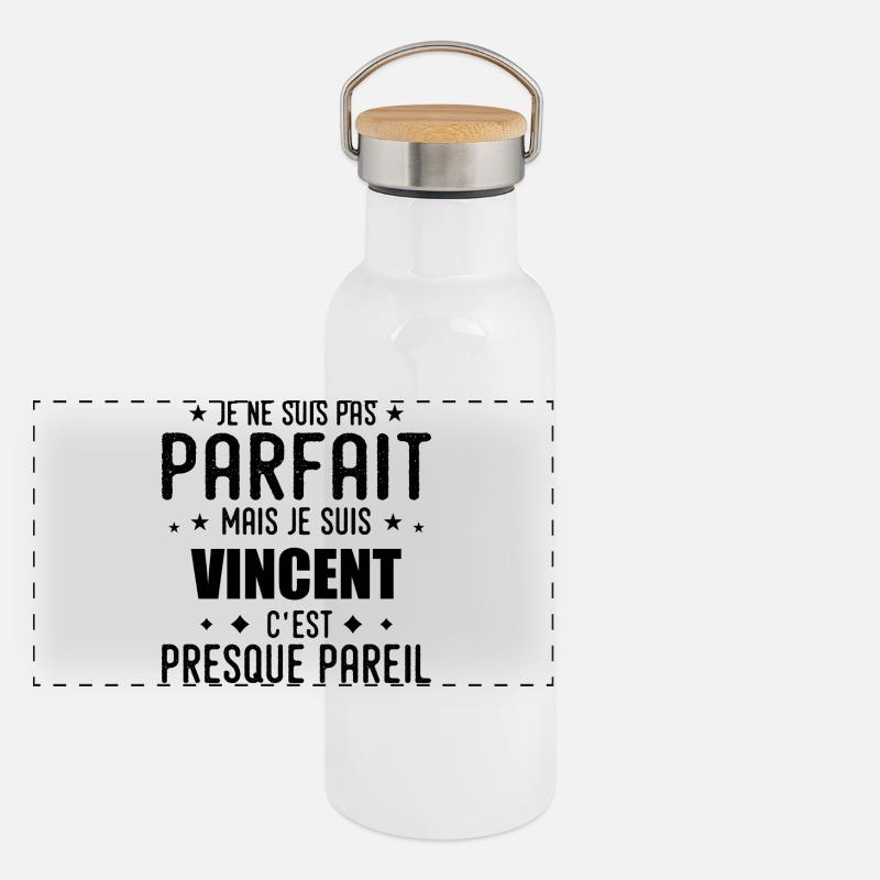 Vincent : authentique, imparfait, top, perfection Gourde isotherme avec bouchon en bambou