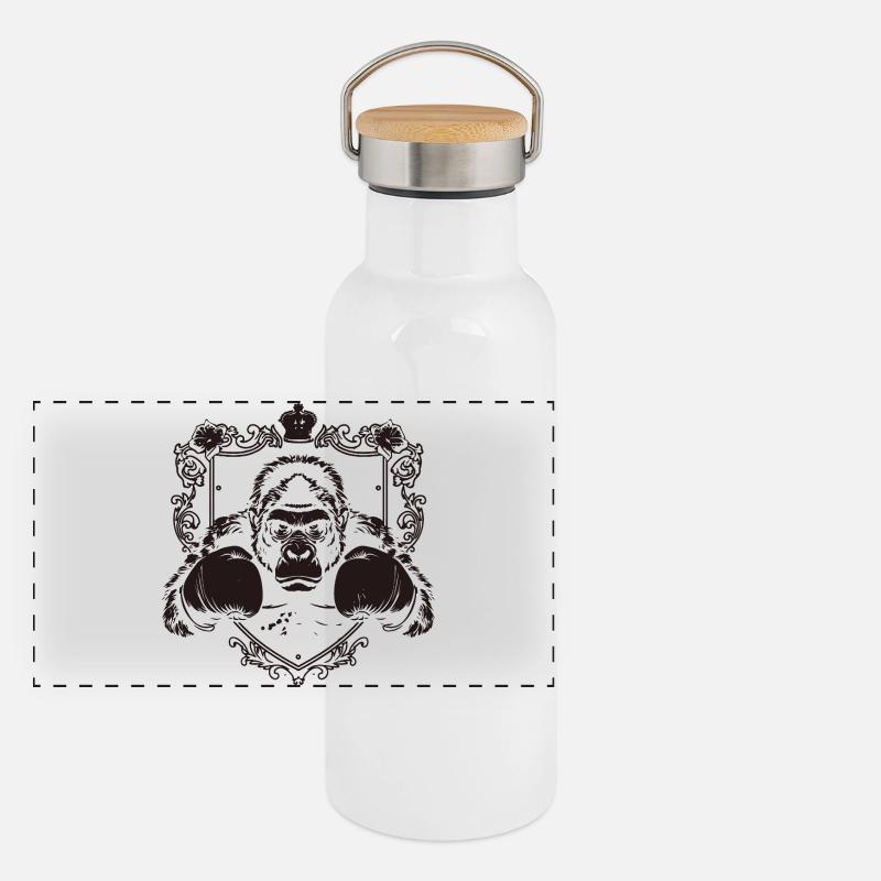 Gorilla with fighting pose Panoramic Thermal Bottle with Bamboo Lid
