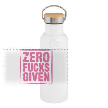 Déclaration féministe Design audacieux - Gourde isotherme avec bouchon en bambou - blanc - Devant