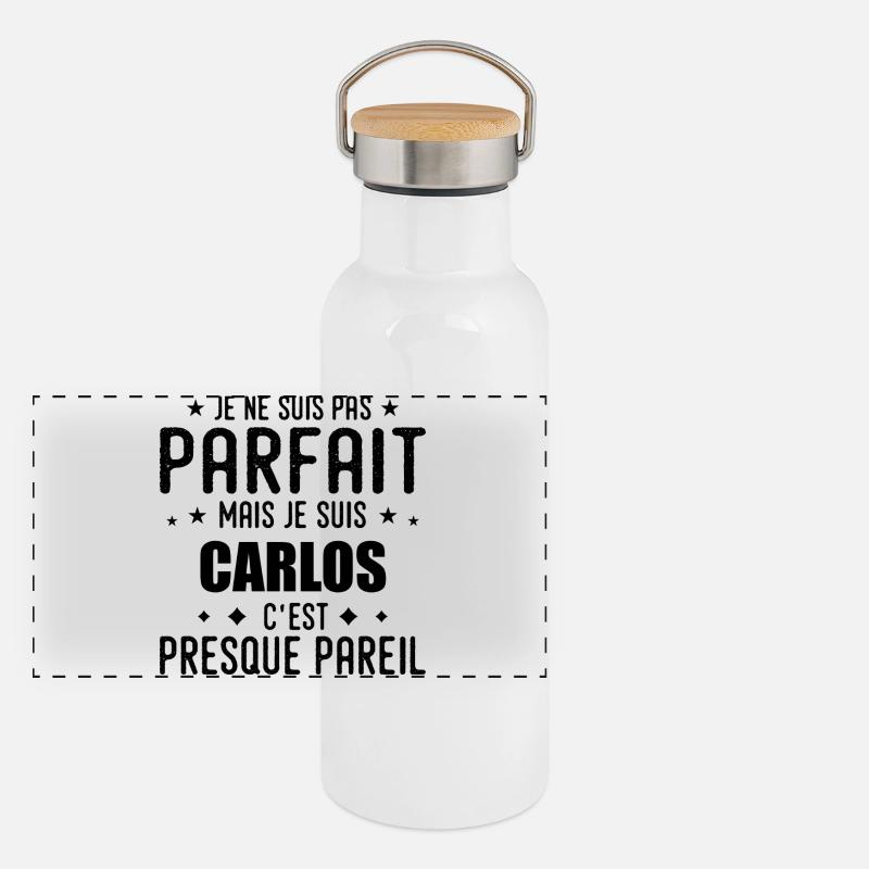 Carlos: authentisch, unvollkommen, oben, Perfektion Panorama Thermosflasche mit Bambusdeckel