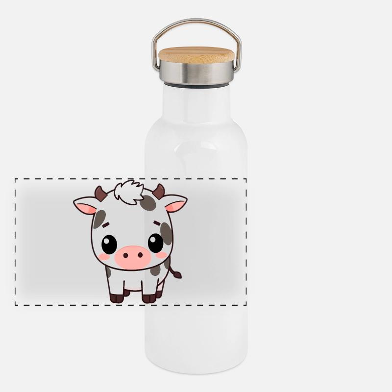 Cute cow Panoramic Thermal Bottle with Bamboo Lid