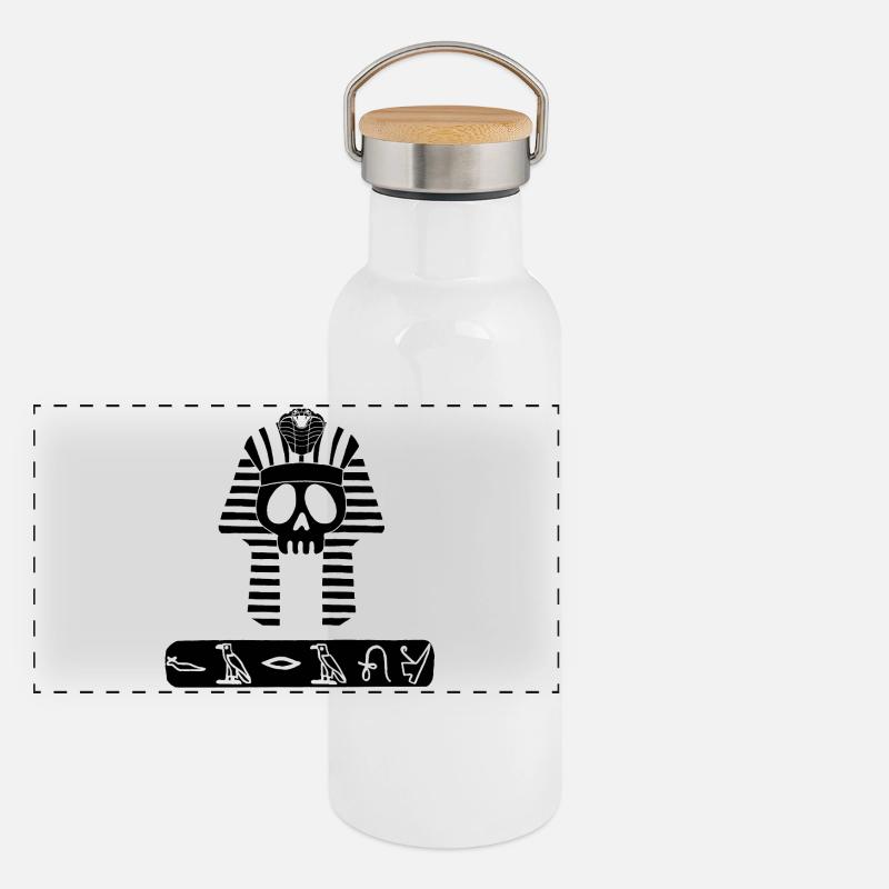 Crâne du pharaon noir Gourde isotherme avec bouchon en bambou
