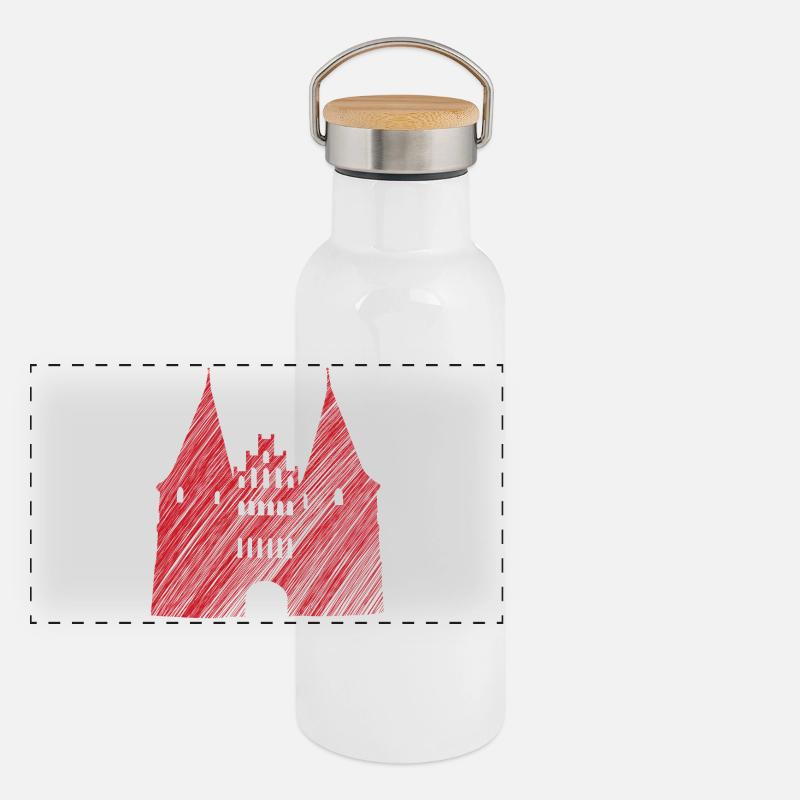 Holstentor Lübeck Rot Panorama Thermosflasche mit Bambusdeckel