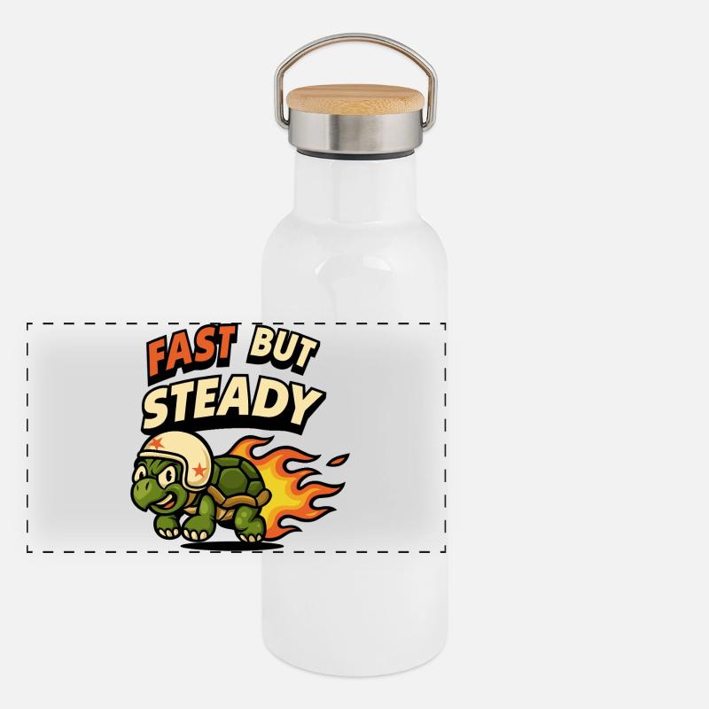 Fast yet durable turtle design - Panoramic Thermal Bottle with Bamboo Lid - white