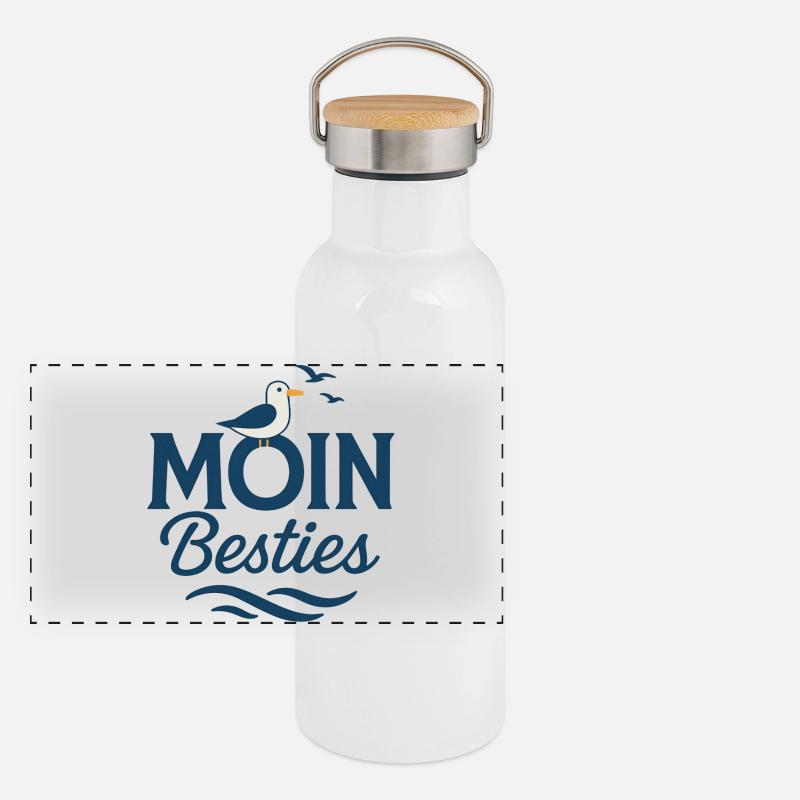 Moin Besties Salutation de la mer Gourde isotherme avec bouchon en bambou