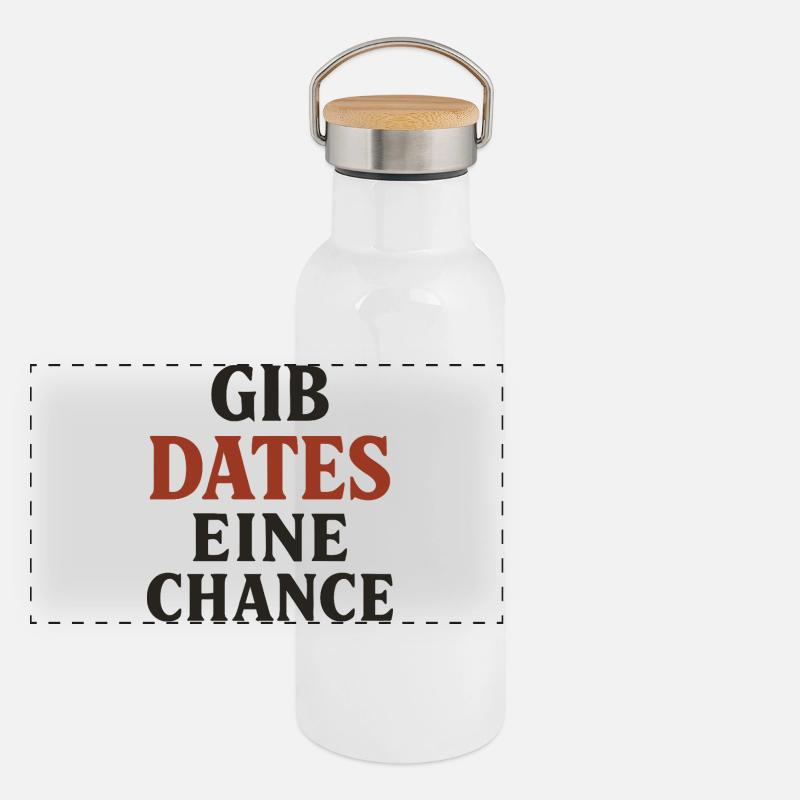 Gib Dates eine Chance Panorama Thermosflasche mit Bambusdeckel