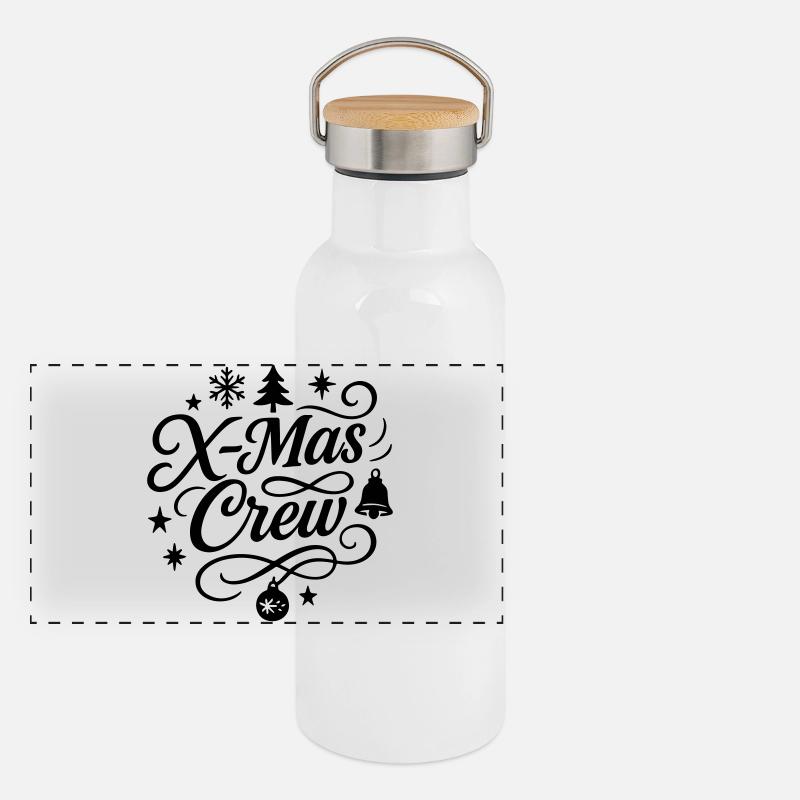 Xmas Crew Weihnachten Panorama Thermosflasche mit Bambusdeckel