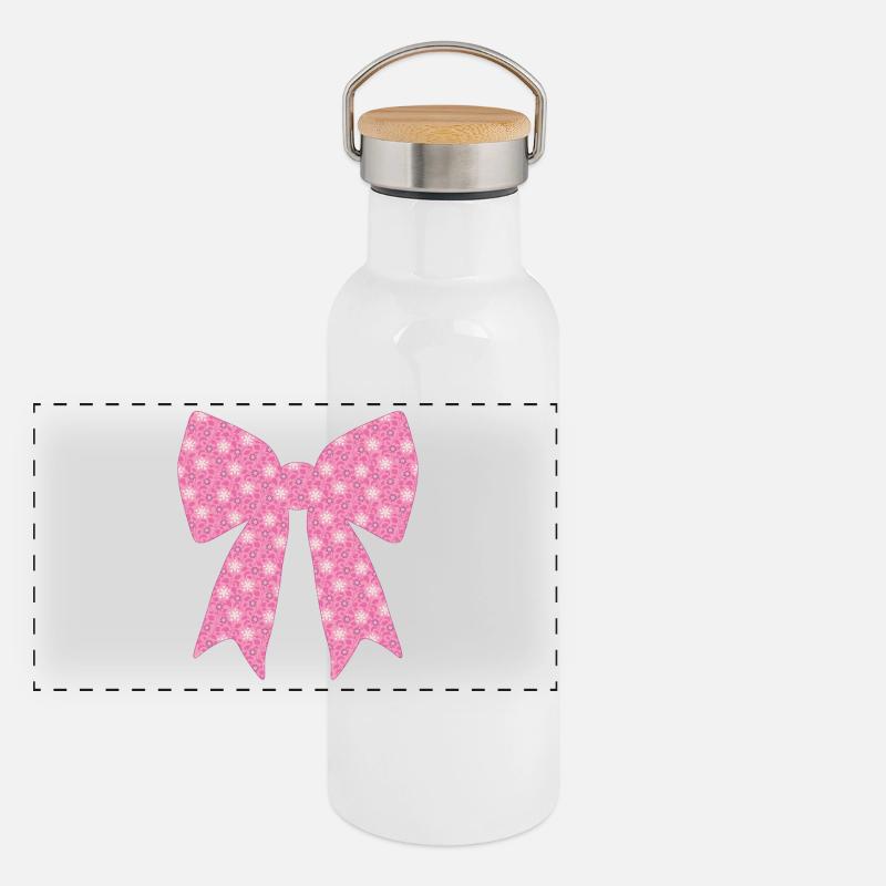 Ruban rose Gourde isotherme avec bouchon en bambou