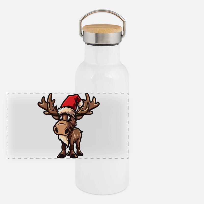 Moose Christmas Panoramic Thermal Bottle with Bamboo Lid
