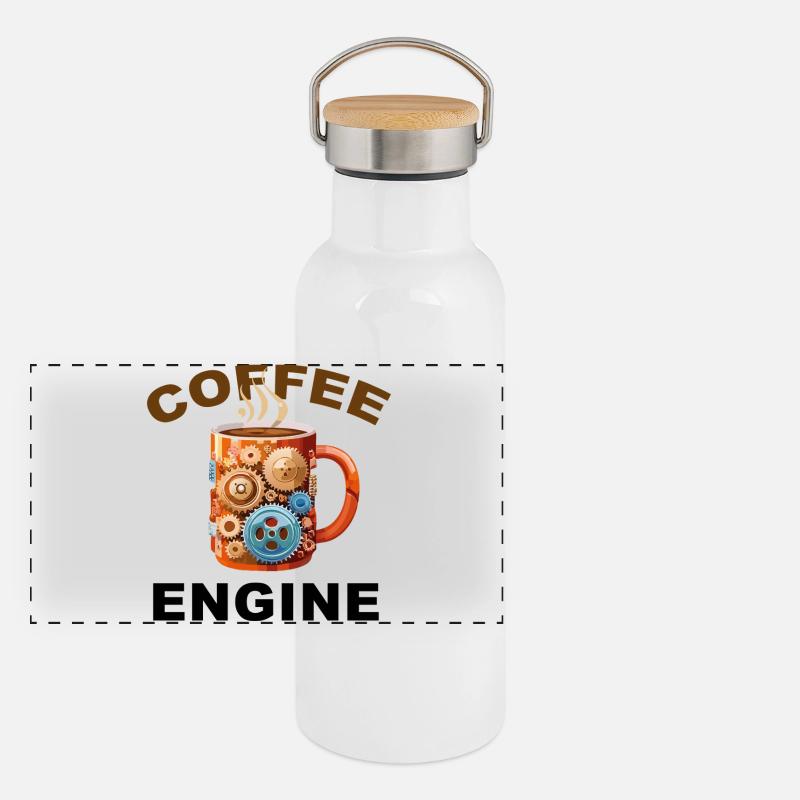 Coffee Engine - Funny Coffee Panoramic Thermal Bottle with Bamboo Lid