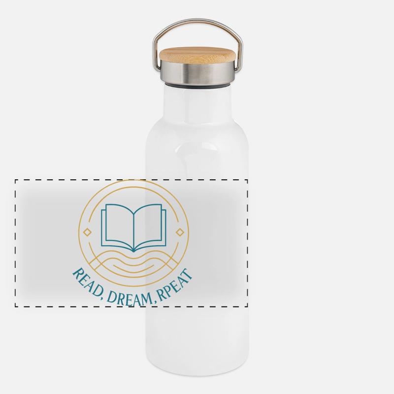 Read. Dream. Try again. Panoramic Thermal Bottle with Bamboo Lid