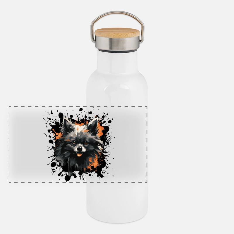 Pomeranian Color Splash Panoramic Thermal Bottle with Bamboo Lid
