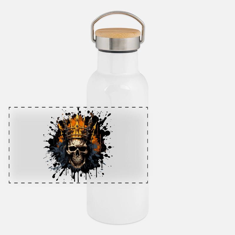 King's Skull with Crown Panoramic Thermal Bottle with Bamboo Lid