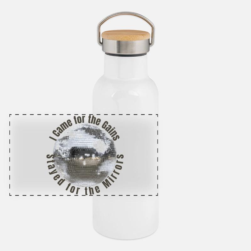 Je suis venu pour les gains Resté pour les miroirs – funn Gourde isotherme avec bouchon en bambou