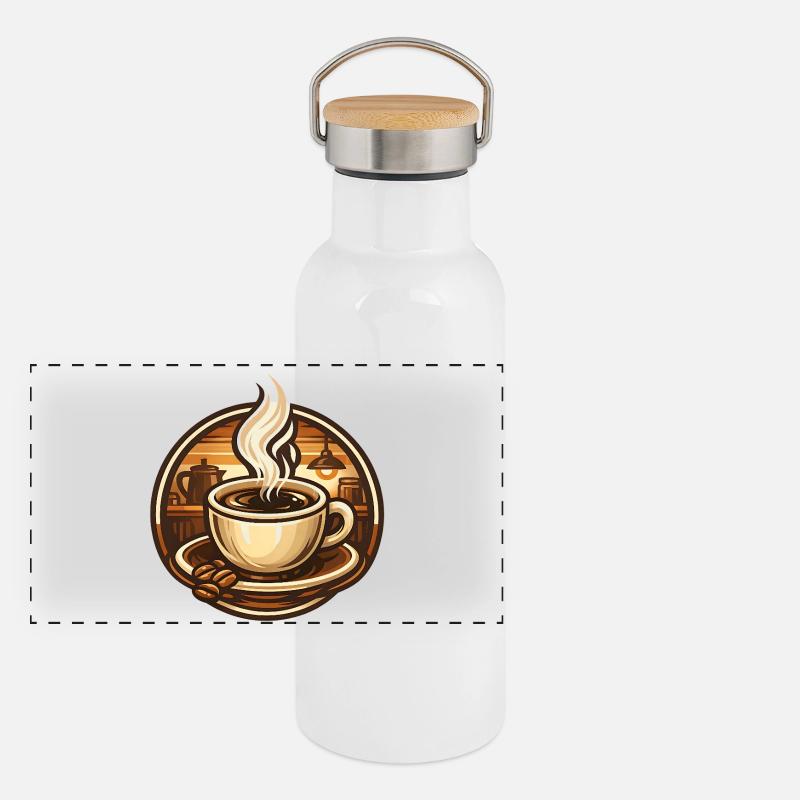 Coffee cup in a cozy cafe Panorama Thermosflasche mit Bambusdeckel