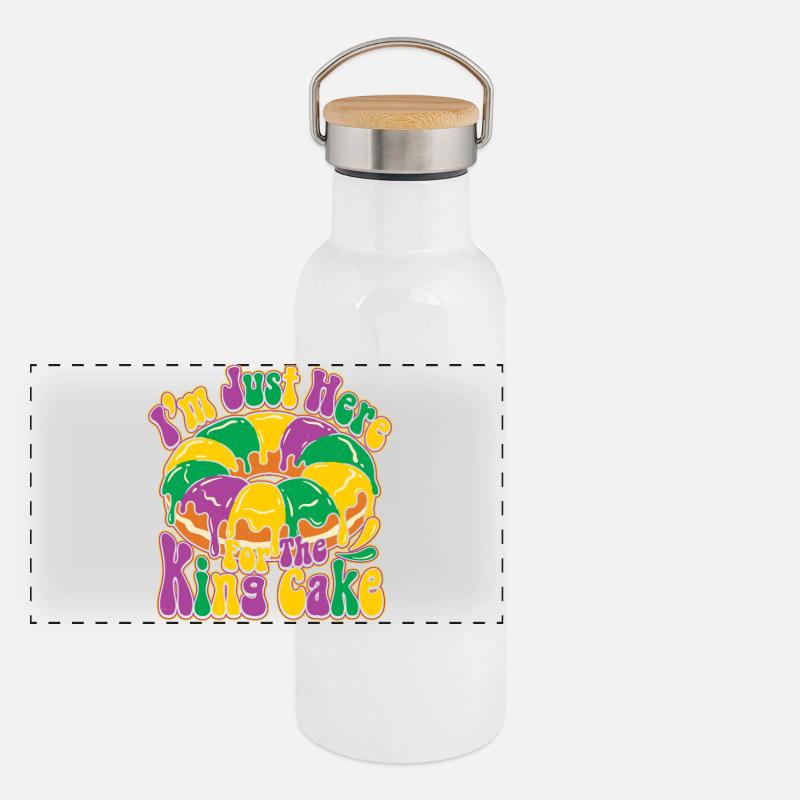 King Cake Mardi Gras Panorama Thermosflasche mit Bambusdeckel