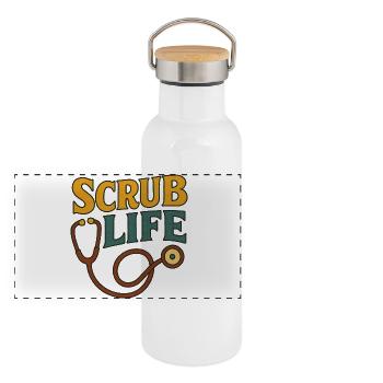 Scrub Life Stéthoscope médical - Gourde isotherme avec bouchon en bambou - blanc - Devant