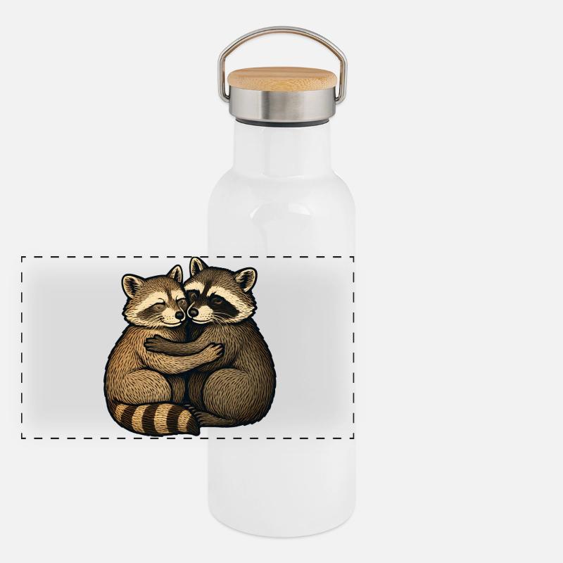 Umarmte Waschbärenfreundschaft Panorama Thermosflasche mit Bambusdeckel