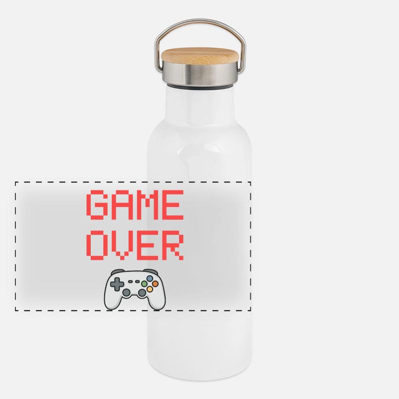 Game Over – Gamer Controller T-Shirt Panoramic Thermal Bottle with Bamboo Lid