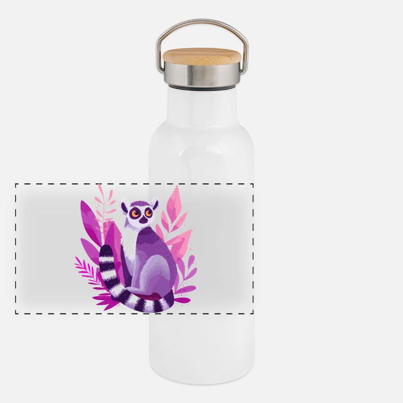 Lémurien violet dans la Jungle Rose Gourde isotherme avec bouchon en bambou