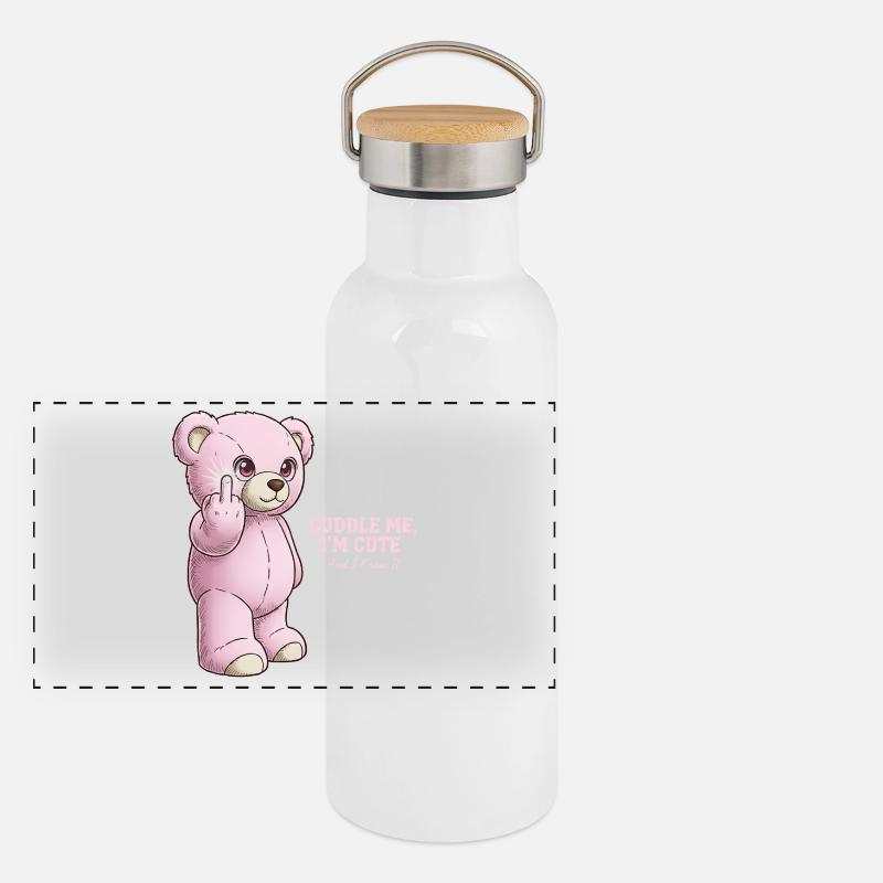 Pink Bear Panoramic Thermal Bottle with Bamboo Lid