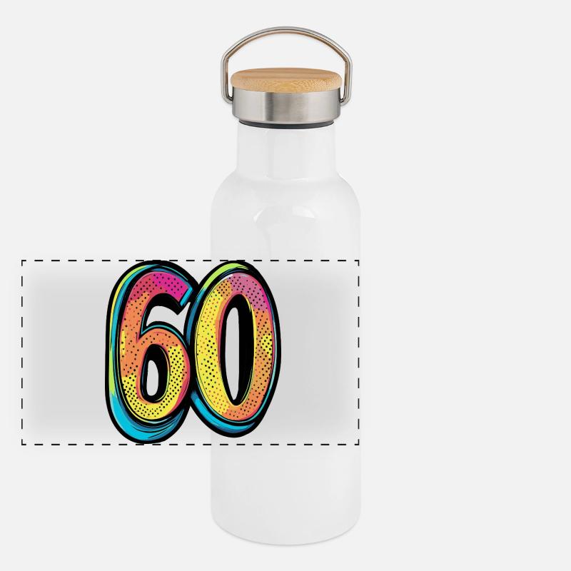 60 Nombre Coloré Gourde isotherme avec bouchon en bambou