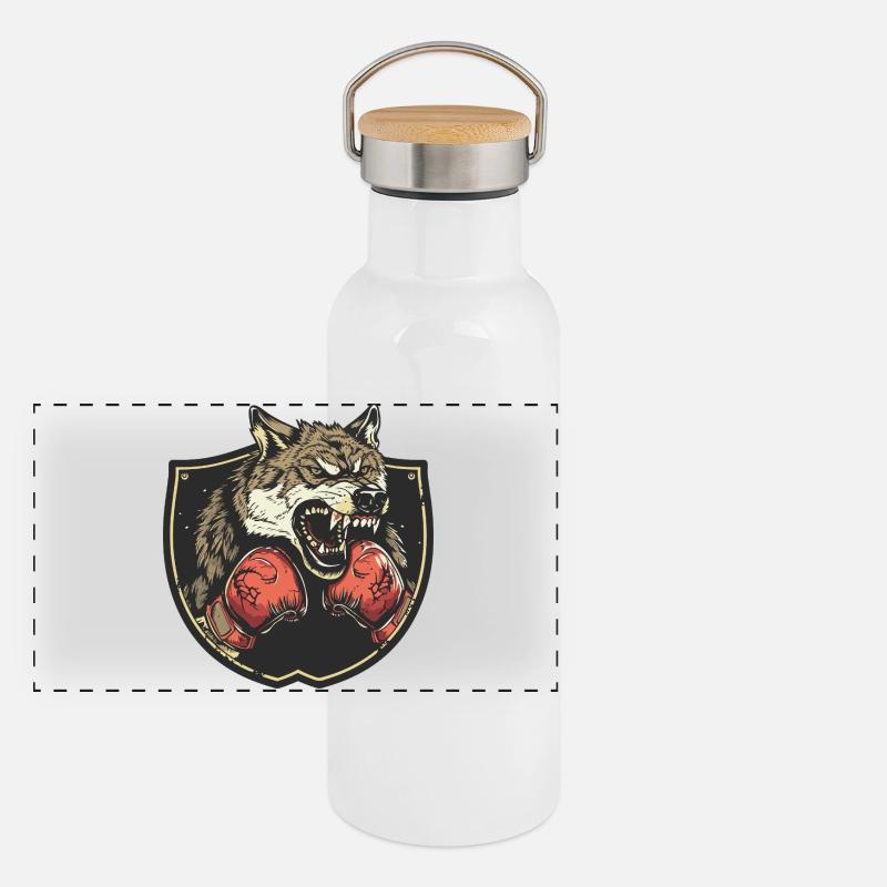 Wolf Boxer MMA Panoramic Thermal Bottle with Bamboo Lid