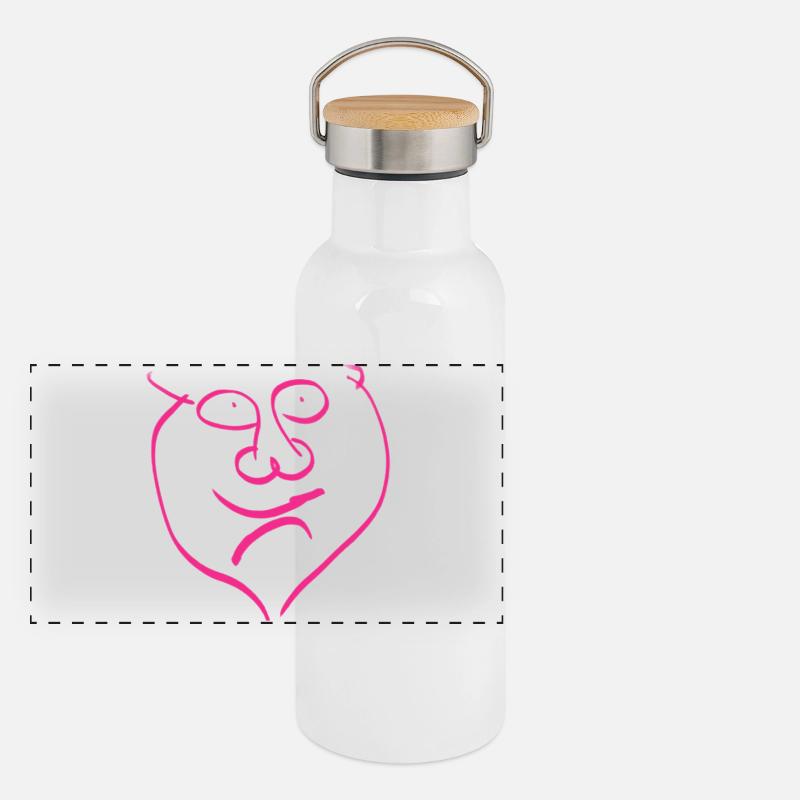 Abstrakte Ambivalenz in Gesichtsform Panorama Thermosflasche mit Bambusdeckel