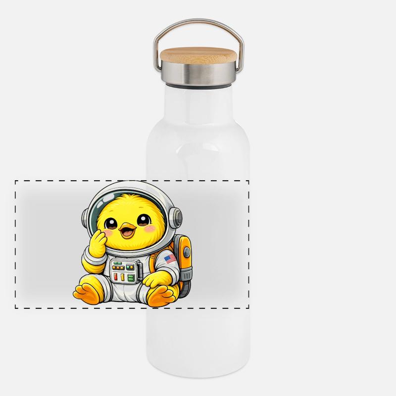 Poulet mignon, Astronaute, Exploratrice de l’Espace Gourde isotherme avec bouchon en bambou