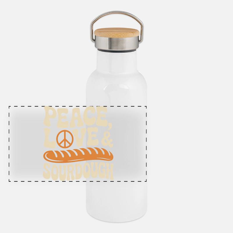 Friedensliebe Sauerteig Panorama Thermosflasche mit Bambusdeckel