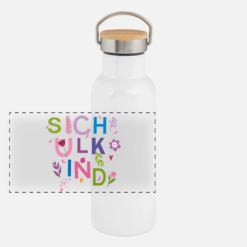 Schulkind  Panorama Thermosflasche mit Bambusdeckel