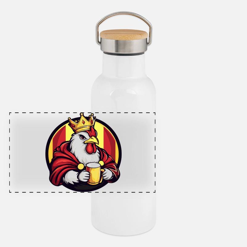 Chicken Beer Funny Panoramic Thermal Bottle with Bamboo Lid