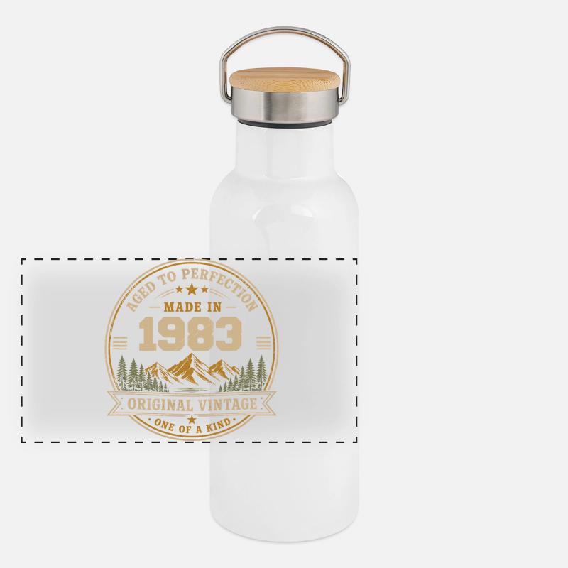 1983 Retro 1983 Vintage 1983 Gift 1983 - Panoramic Thermal Bottle with Bamboo Lid - white
