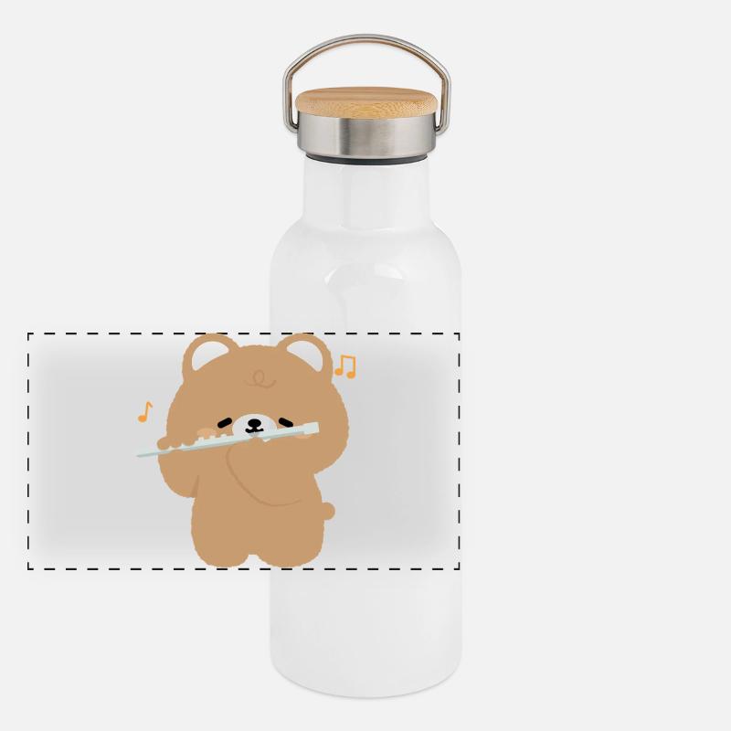 Bear Flute Serenade Panoramic Thermal Bottle with Bamboo Lid