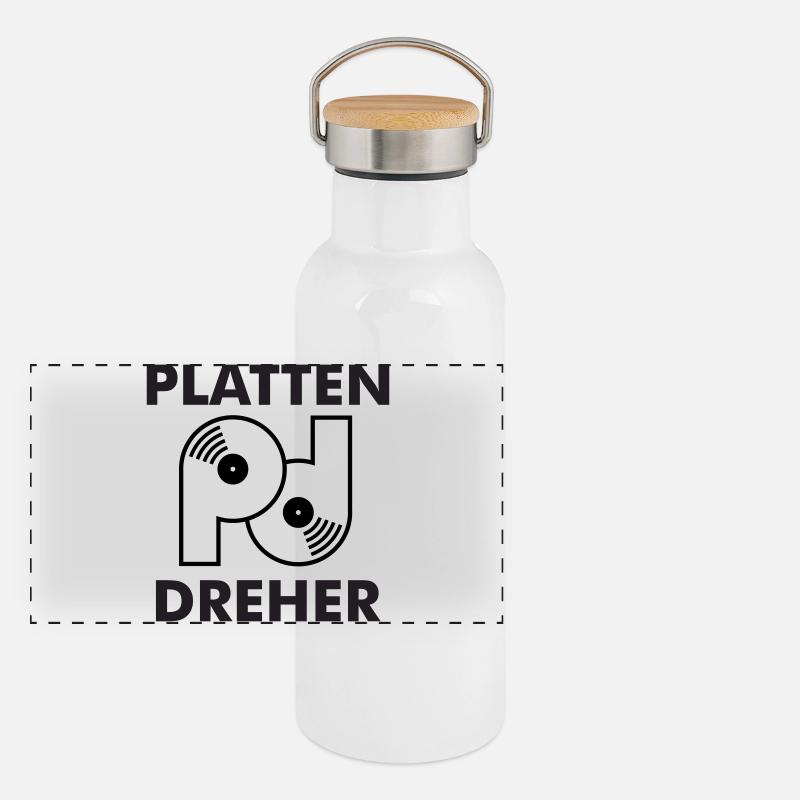 Logo tourneur de plaques avec lettres Gourde isotherme avec bouchon en bambou