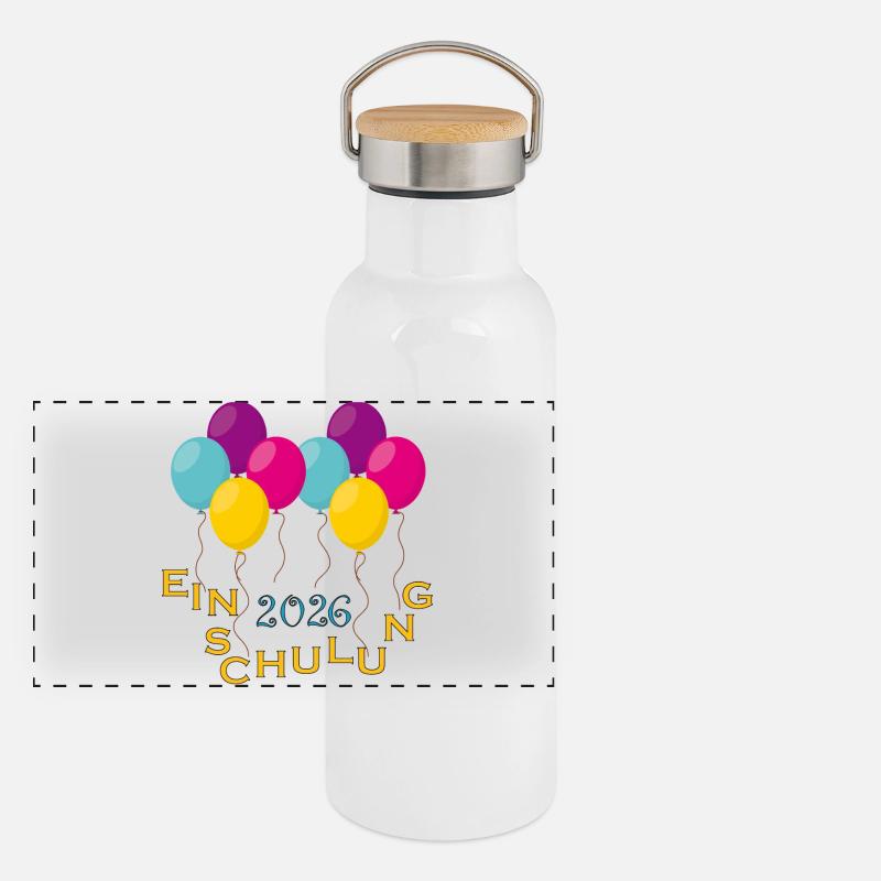 Colorful balloons school enrollment Panoramic Thermal Bottle with Bamboo Lid