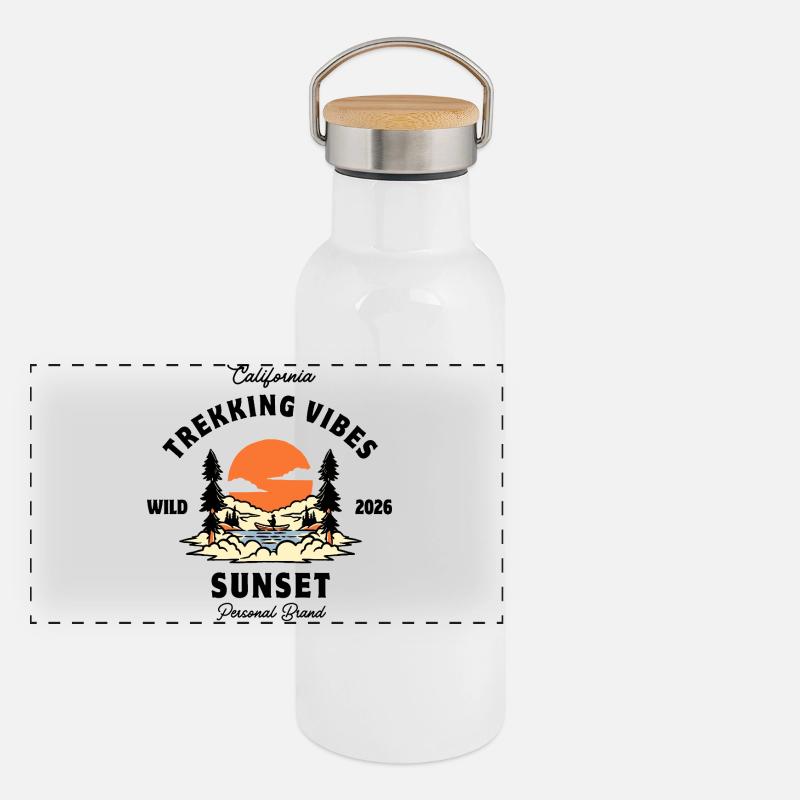 trekking vibes Gourde isotherme avec bouchon en bambou