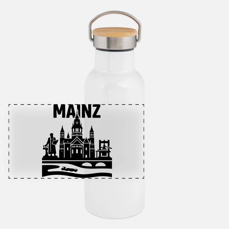 Mainz Silhouette Landmark Panoramic Thermal Bottle with Bamboo Lid